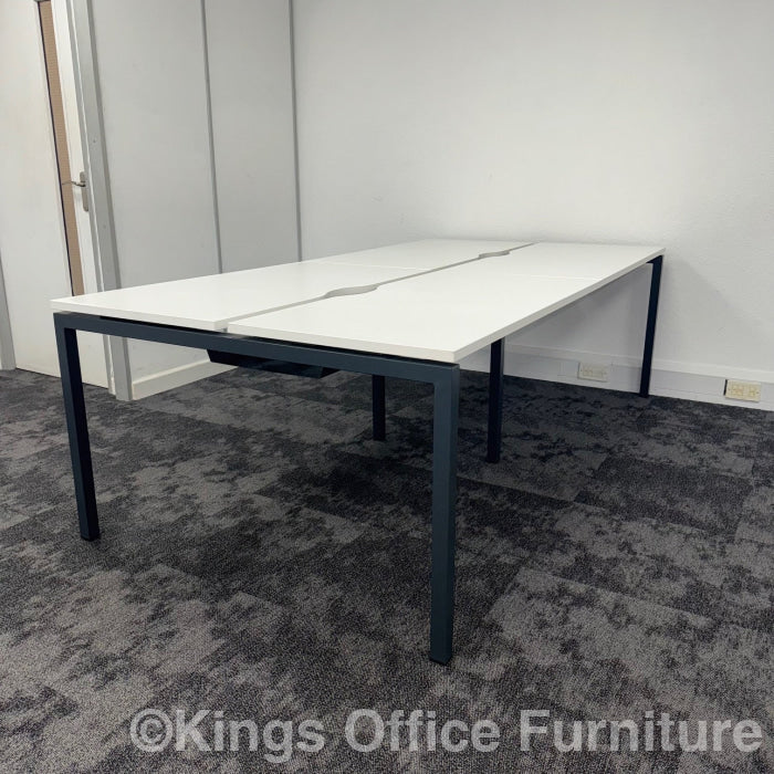 Used Nova U White Space Saving Bench Desk With Cable Tray