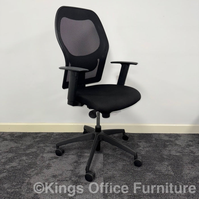 Used Verco Black Mesh Fully Adjustable Task Chair With Lumbar