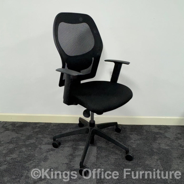 Used Verco Black Mesh Fully Adjustable Task Chair With Lumbar