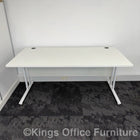 Used White Cantilever Desk With Legs