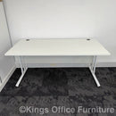 Used White Cantilever Desk With Legs