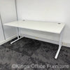 Used White Cantilever Desk With Legs