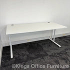 Used White Cantilever Desk With Legs
