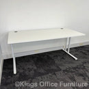Used White Cantilever Desk With Legs