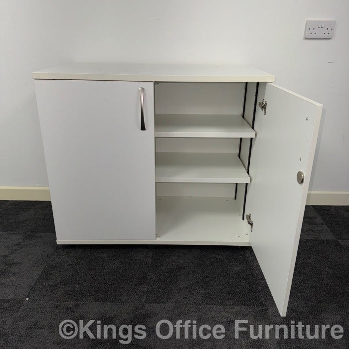 Used White Mobile Storage Cupboard On Wheels