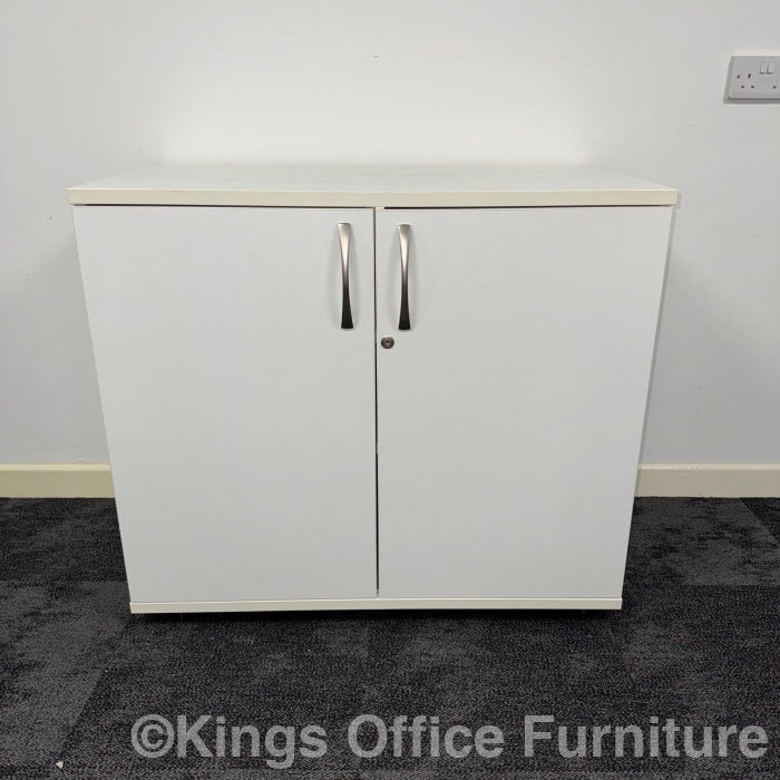 Used White Mobile Storage Cupboard On Wheels