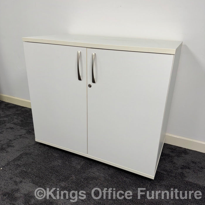 Used White Mobile Storage Cupboard On Wheels