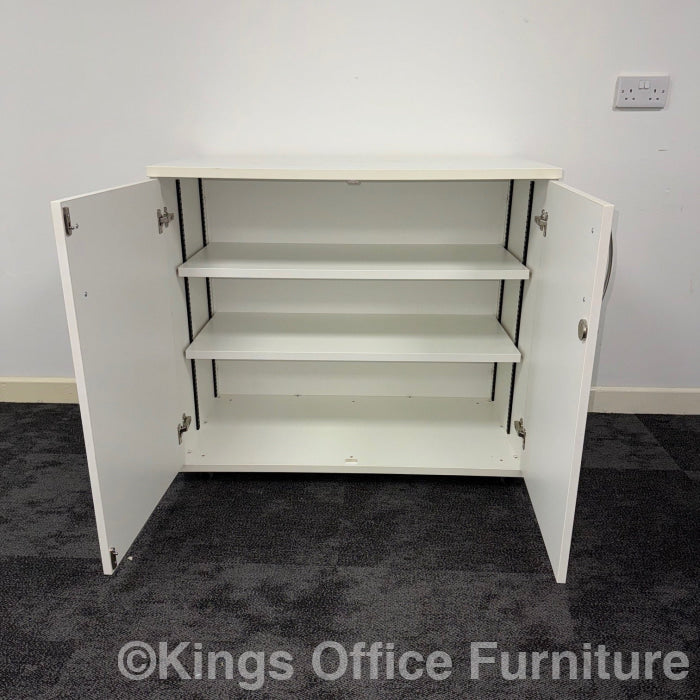 Used White Mobile Storage Cupboard On Wheels