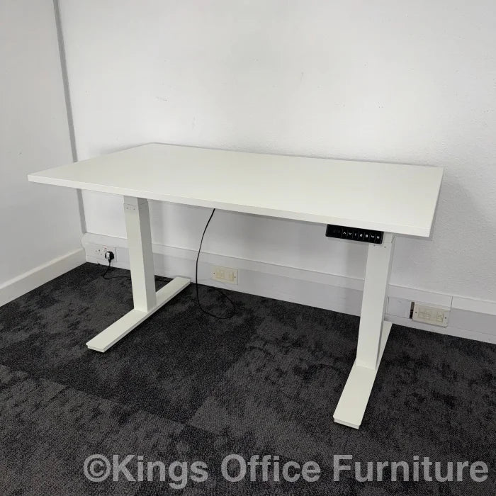 Used White Single Electric Height Adjustable Desk