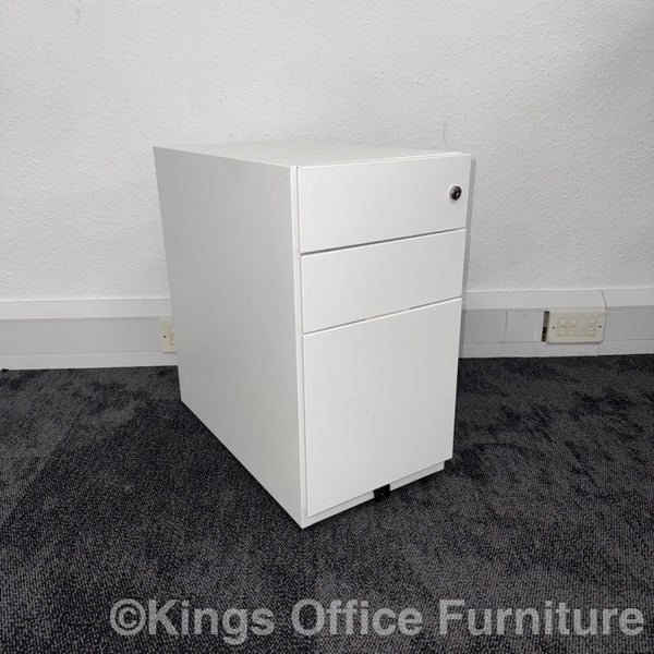 Used White Slimline Steel Mobile Pedestal