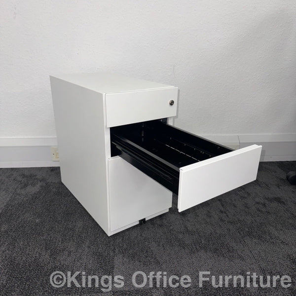 Used White Slimline Steel Mobile Pedestal