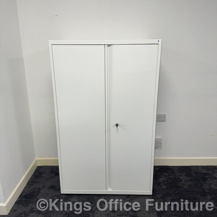 Used White Steel Cupboard With 2 Height Adjustable Shelves 800Mm Wide