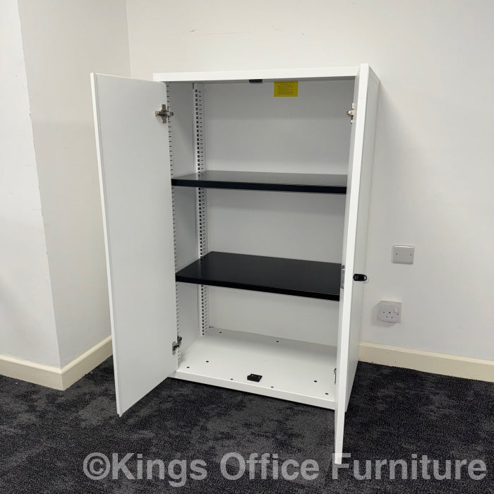 Used White Steel Cupboard With 2 Height Adjustable Shelves 800Mm Wide