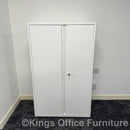 Used White Steel Cupboard With 2 Height Adjustable Shelves 800Mm Wide