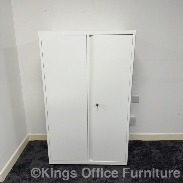 Used White Steel Cupboard With 2 Height Adjustable Shelves 800Mm Wide