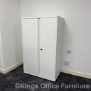 Used White Steel Cupboard With 2 Height Adjustable Shelves 800Mm Wide