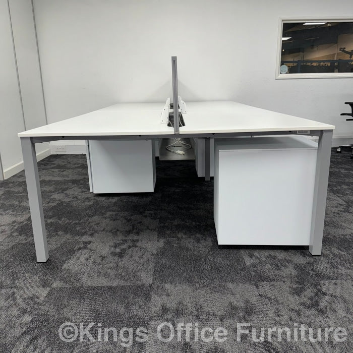 Used White Techo Branded Bench Desk Complete Setup With Power