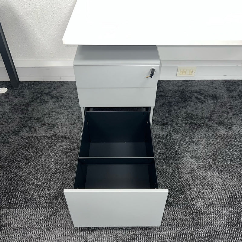open bottom filing drawer in a mobile underdesk office pedestal