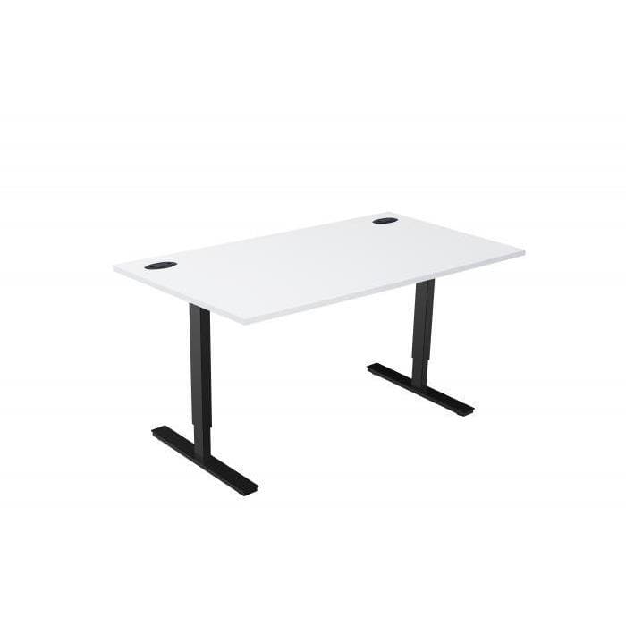 white height adjustable desk