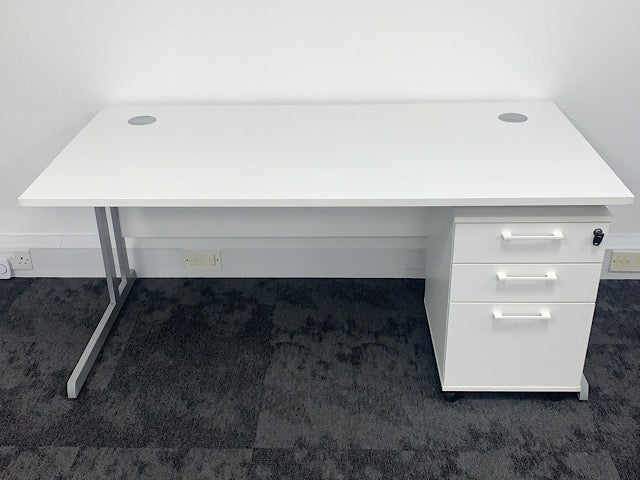 New Modern White Rectangle Desks 1400 x 800