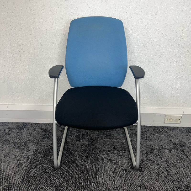 modern design meeting chair with blue backrest and navy blue seat
