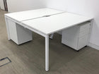 Used White 1600mm Bench Desk Bundle,Available In Banks Of 2,4,6,8 Etc