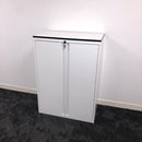 Used White Steel Cupboard with 2 Adjustable Shelves