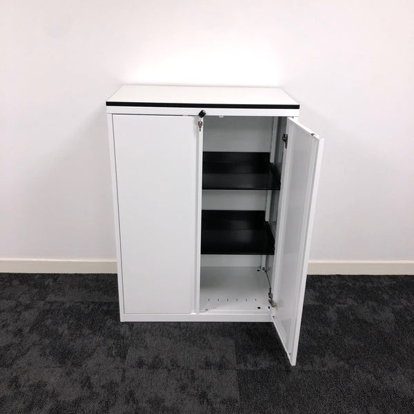 Used White Steel Cupboard with 2 Adjustable Shelves