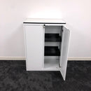 Used White Steel Cupboard with 2 Adjustable Shelves