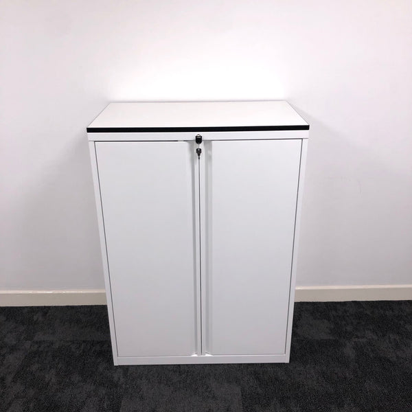 Used White Steel Cupboard with 2 Adjustable Shelves