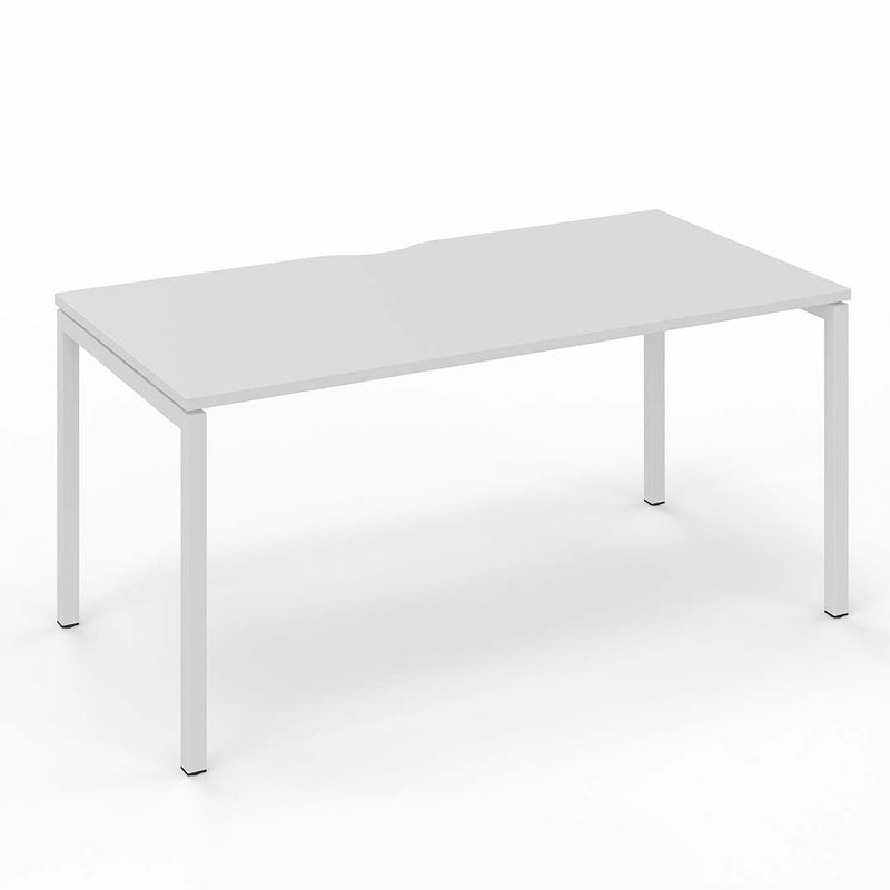 One person white bench desk