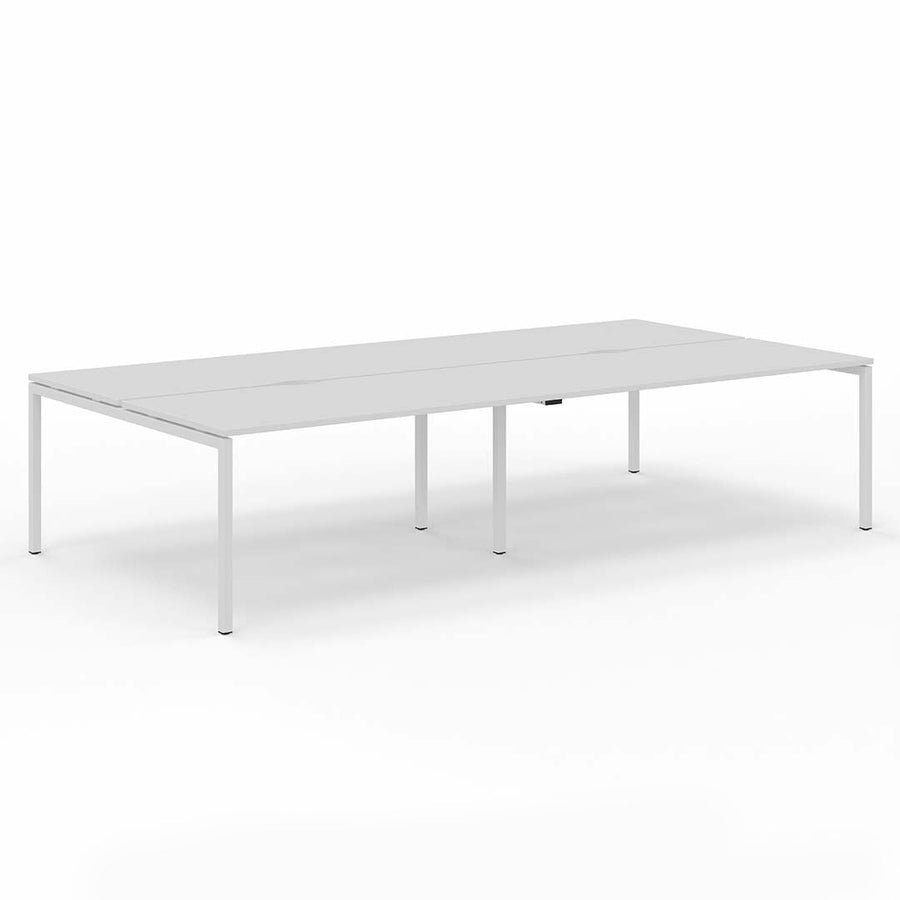 4 person white bench desk