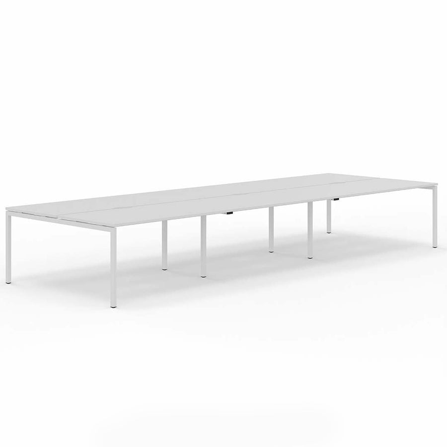 six person white bench desk