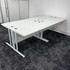 Used White Straight Cantilever Desk