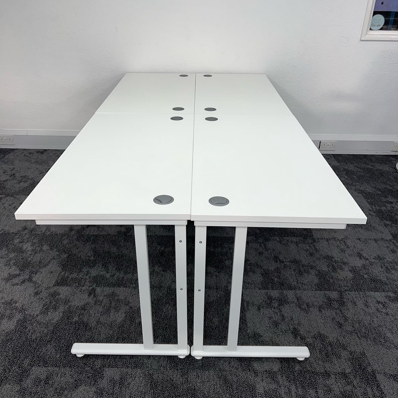 Used White Straight Cantilever Desk