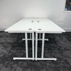 Used White Straight Cantilever Desk