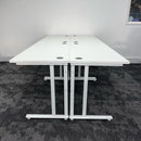 Used White Straight Cantilever Desk