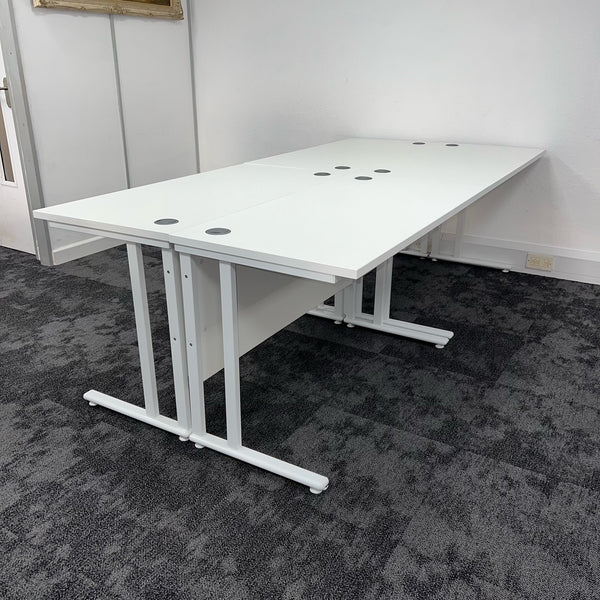 Used White Straight Cantilever Desk