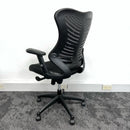 Used Spine High Back Black Mesh Operator Chair