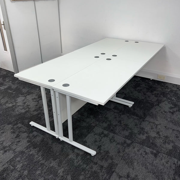 Used White Straight Cantilever Desk