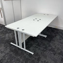 Used White Straight Cantilever Desk