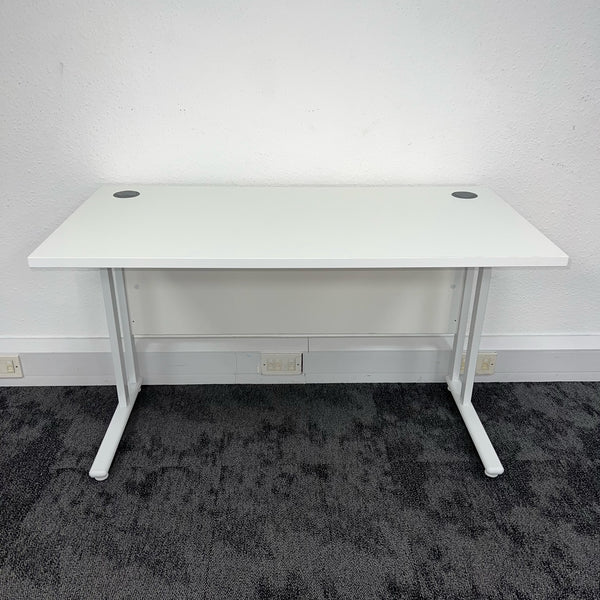 Used White Straight Cantilever Desk