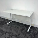 Used White Straight Cantilever Desk